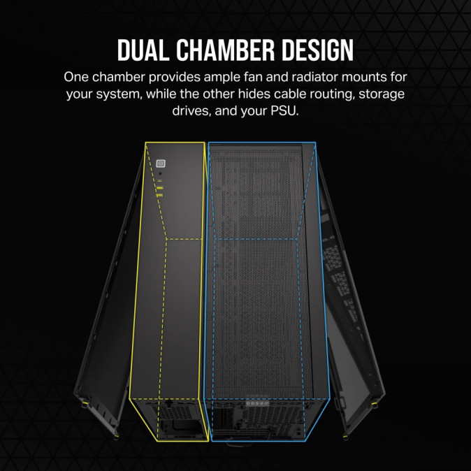 CORSAIR Ház 2500X, Tápegység nélkül, Edzett Üveg, fekete PC