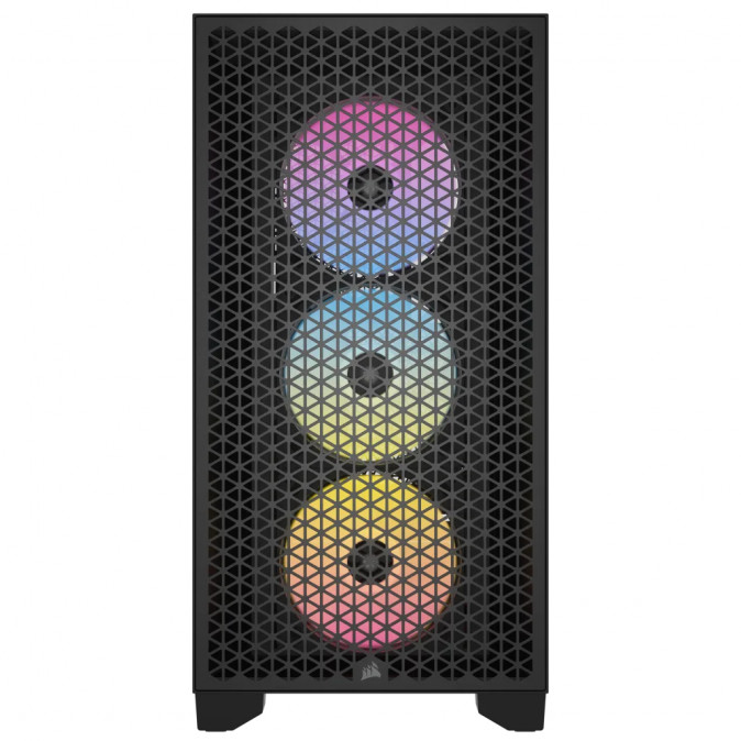 CORSAIR Ház 3000D RGB AIRFLOW, 3xAR120 RGB Ventilátorral, Tápegység nélkül, Edzett Üveg, fekete PC