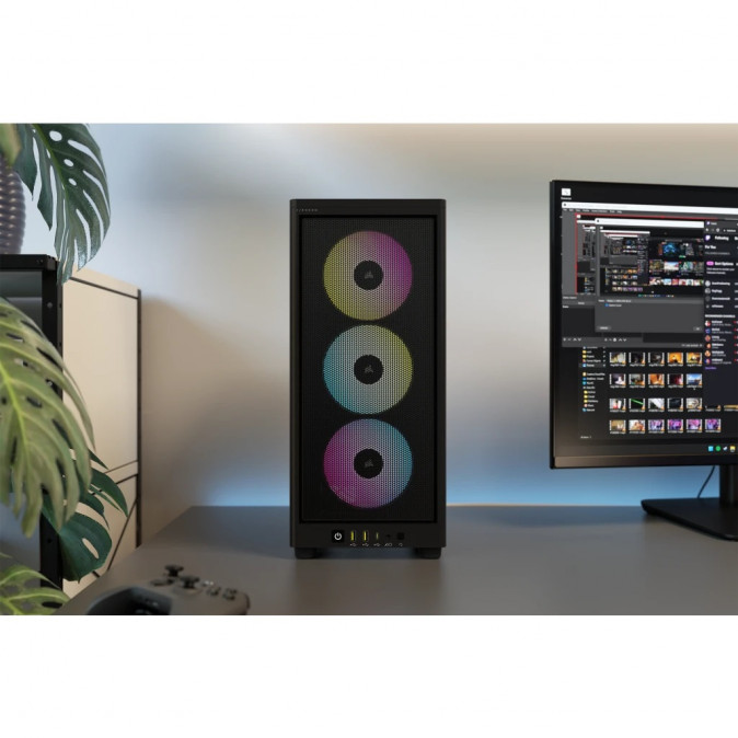 CORSAIR Ház 2000D RGB AIRFLOW Mini-ITX, 3xAF120 RGB SLIM Ventillátorral, SFX Tápegység nélkül, Edzett Üveg, fekete PC