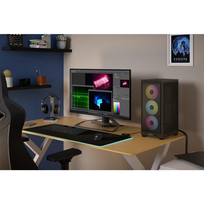 CORSAIR Ház 2000D RGB AIRFLOW Mini-ITX, 3xAF120 RGB SLIM Ventillátorral, SFX Tápegység nélkül, Edzett Üveg, fekete PC