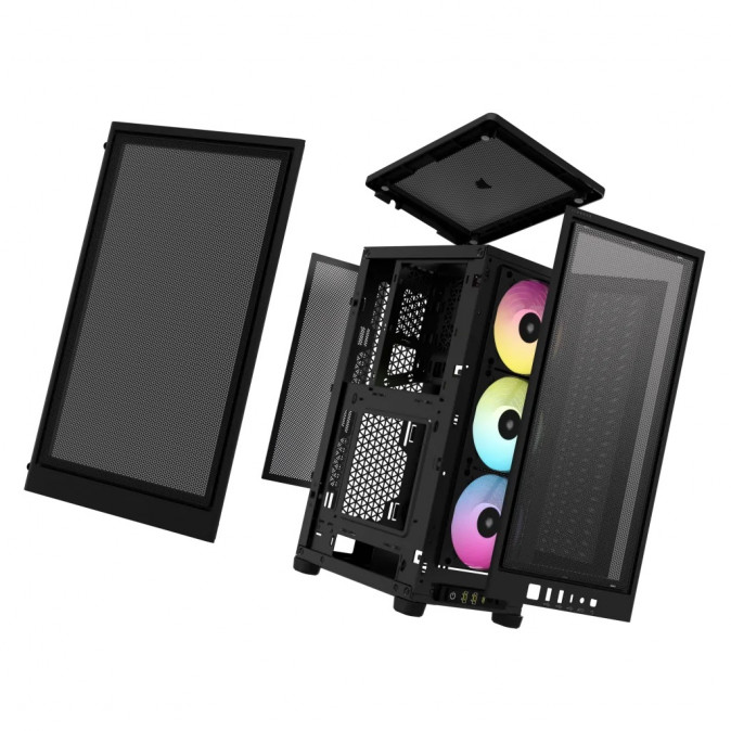 CORSAIR Ház 2000D RGB AIRFLOW Mini-ITX, 3xAF120 RGB SLIM Ventillátorral, SFX Tápegység nélkül, Edzett Üveg, fekete PC