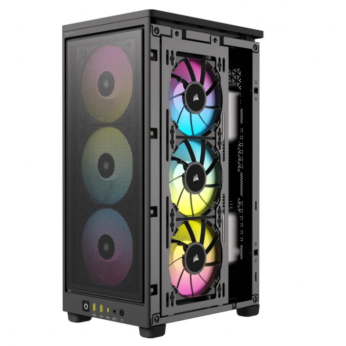 CORSAIR Ház 2000D RGB AIRFLOW Mini-ITX, 3xAF120 RGB SLIM Ventillátorral, SFX Tápegység nélkül, Edzett Üveg, fekete PC
