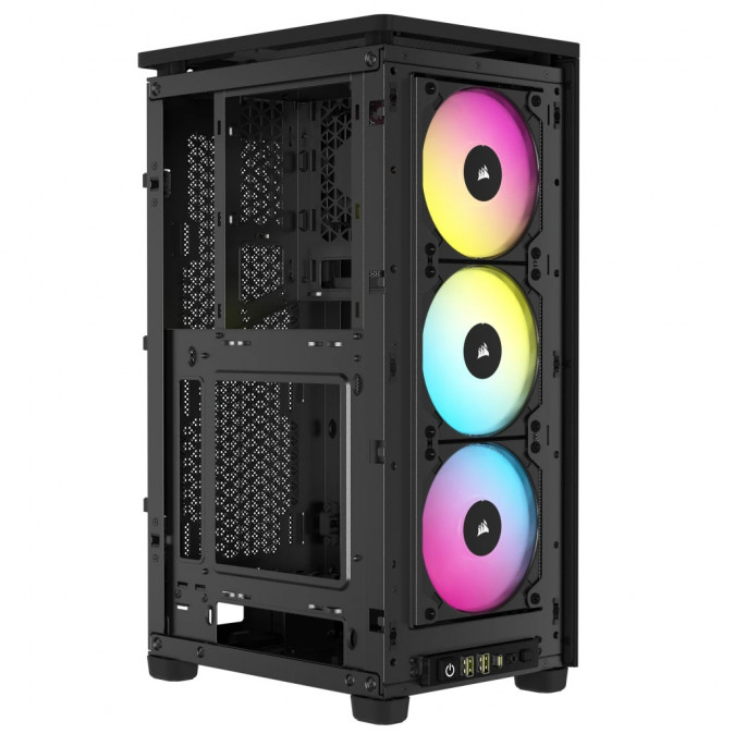 CORSAIR Ház 2000D RGB AIRFLOW Mini-ITX, 3xAF120 RGB SLIM Ventillátorral, SFX Tápegység nélkül, Edzett Üveg, fekete PC