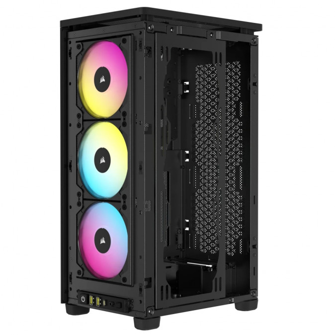 CORSAIR Ház 2000D RGB AIRFLOW Mini-ITX, 3xAF120 RGB SLIM Ventillátorral, SFX Tápegység nélkül, Edzett Üveg, fekete PC
