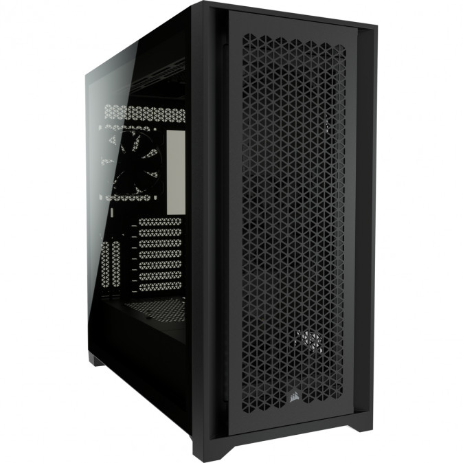 CORSAIR Ház iCUE 5000D RGB AIRFLOW, 3xAF120 RGB Ventillátorral + iCUE Kontroller, Tápegység nélkül, Edzett Üveg, fekete PC