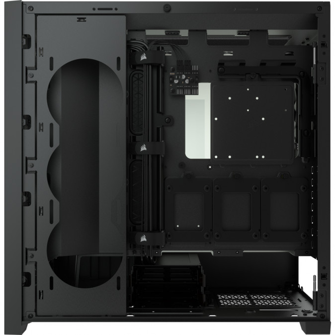 CORSAIR Ház iCUE 5000D RGB AIRFLOW, 3xAF120 RGB Ventillátorral + iCUE Kontroller, Tápegység nélkül, Edzett Üveg, fekete PC