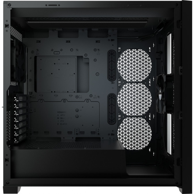 CORSAIR Ház iCUE 5000D RGB AIRFLOW, 3xAF120 RGB Ventillátorral + iCUE Kontroller, Tápegység nélkül, Edzett Üveg, fekete PC