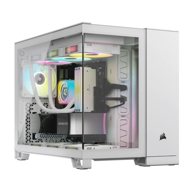 CORSAIR Ház iCUE LINK 2500X RGB Dual Chamber, 2xRX120 RGB Ventilátor, Tápegység nélkül, Edzett Üveg, fehér PC