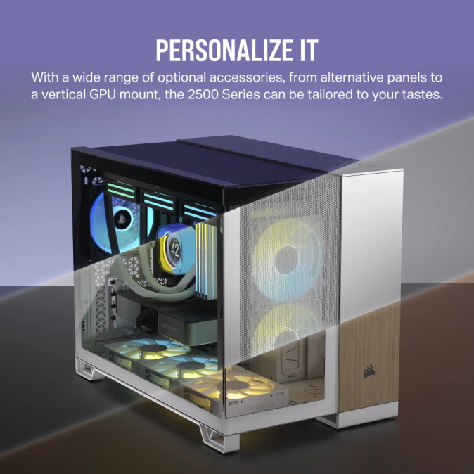 CORSAIR Ház iCUE LINK 2500X RGB Dual Chamber, 2xRX120 RGB Ventilátor, Tápegység nélkül, Edzett Üveg, fehér PC