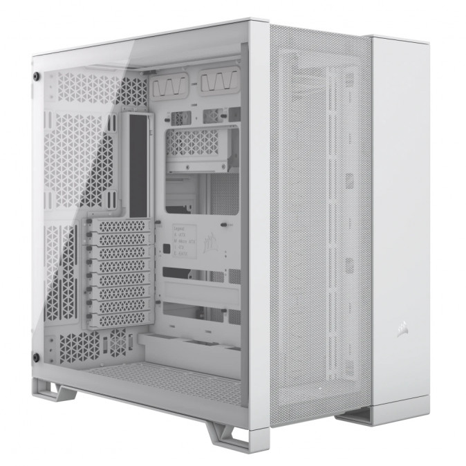 CORSAIR Ház 6500D AIRFLOW Dual Chamber, Tápegység nélkül, Edzett Üveg, fehér PC