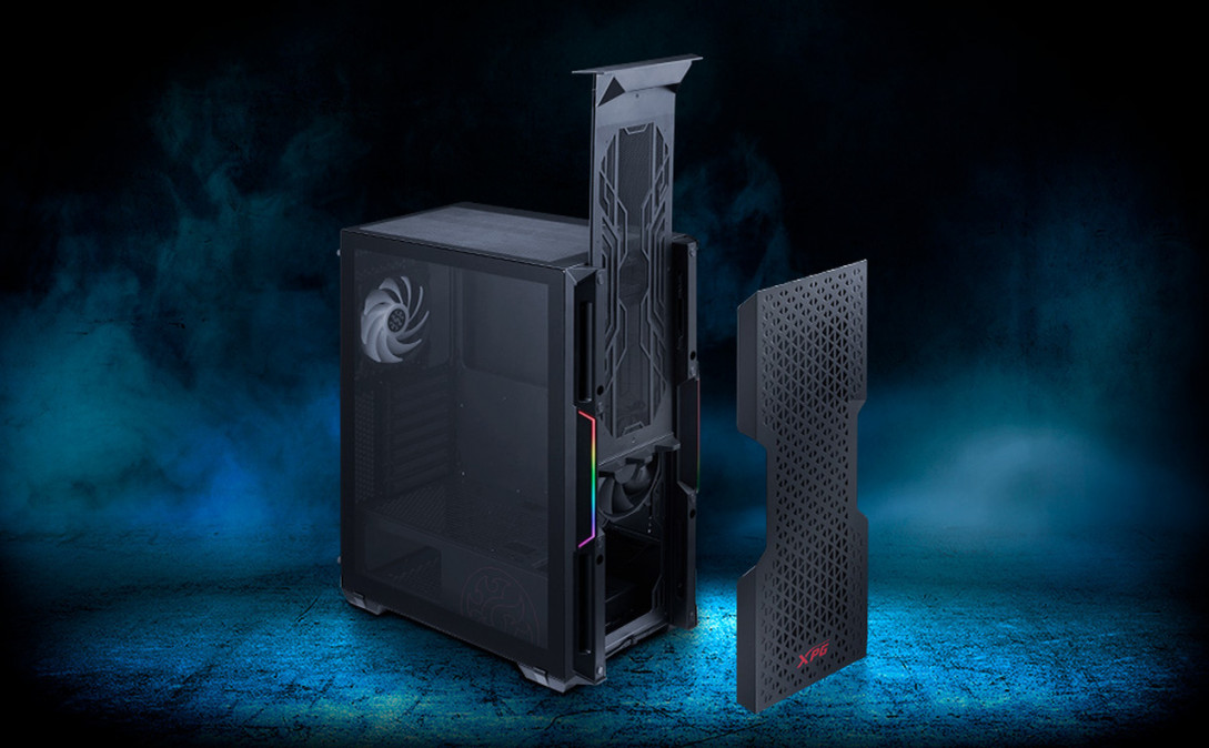 ADATA XPG Ház Midi ATX Starker AIR, 2x120mm ventilátor, Tápegység nélkül, üvegfalú, fekete PC