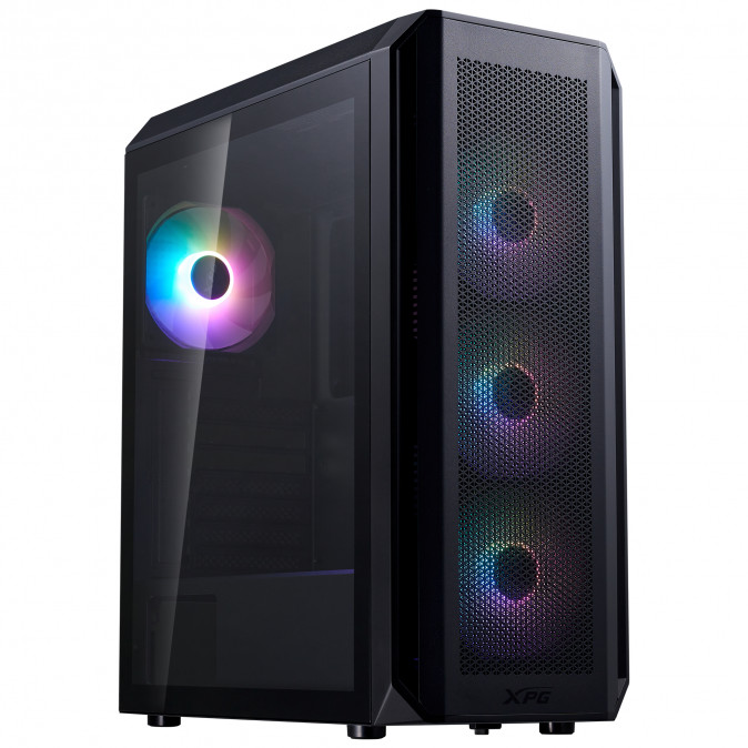 ADATA XPG Ház Midi ATX Valor AIR PLUS, 4x120mm RGB ventilátor, Tápegység nélkül, üvegfalú, fekete PC