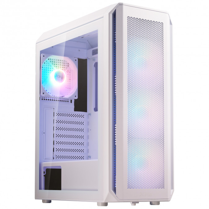ADATA XPG Ház Midi ATX Valor AIR PLUS, 4x120mm RGB ventilátor, Tápegység nélkül, üvegfalú, fehér PC