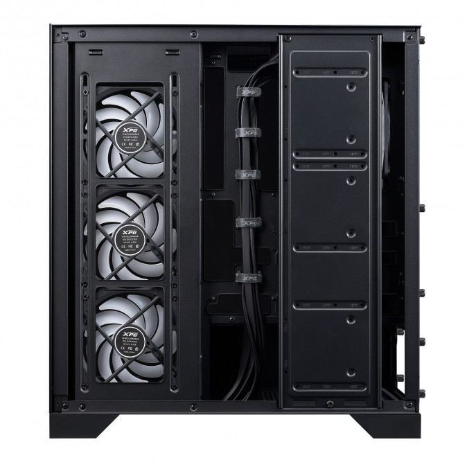 ADATA XPG Ház Midi ATX Invader X BTF, 5x120mm RGB ventilátor, Tápegység nélkül, üvegfalú, fekete PC