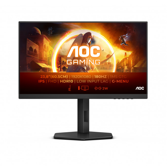 AOC Gaming 180Hz IPS monitor 23.8" 24G4X, 1920x1080, 16:9, 300cd/m2, 1ms, 2xHDMI/DisplayPort, hangsz, állí. mag, pivot PC