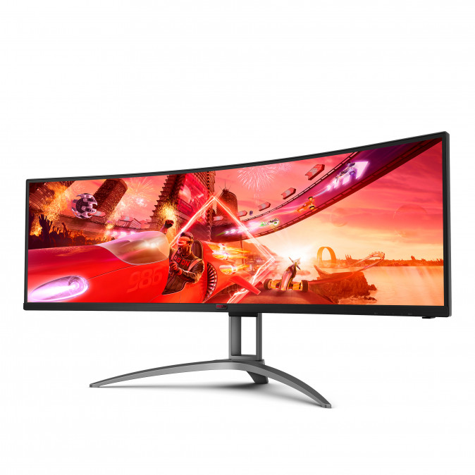 AOC Ívelt Gaming 165Hz monitor 48,8" AG493UCX2, 5120x1440 32:9, 400cd/m2, 1ms, HDMIx3/DisplayPort/USBx3 PC