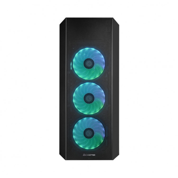 CHIEFTEC Ház Gaming Scorpion 4, ATX, 4x120mm RGB ventilátor, RGB vezérlő, Tápegység nélkül, Edzett Üveg, Fekete PC