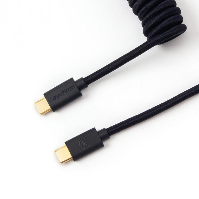 Keychron Coiled Aviator USB-C M/M adatkábel 0.9m fekete (+USB-C - USB-A adapter) PC
