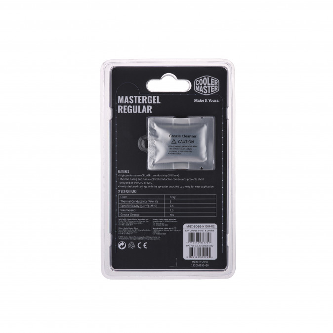 COOLER MASTER CPU Hűtőpaszta, MASTERGEL REGULAR, szürke, 1,5ml PC