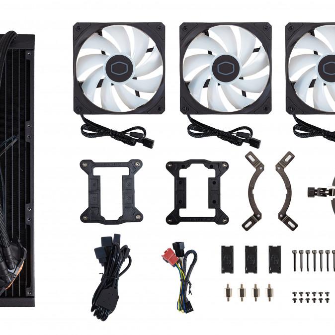 COOLER MASTER CPU hűtő MASTERLIQUID 360L CORE ARGB (vízhűtés), 3 Ventilátoros - Fekete PC