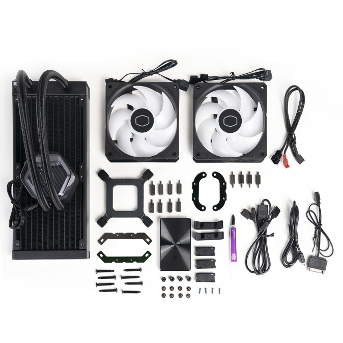 COOLER MASTER CPU hűtő MASTERLIQUID 240 ATMOS (vízhűtés), 2 Ventilátoros, ARGB Gen2 -Fekete PC