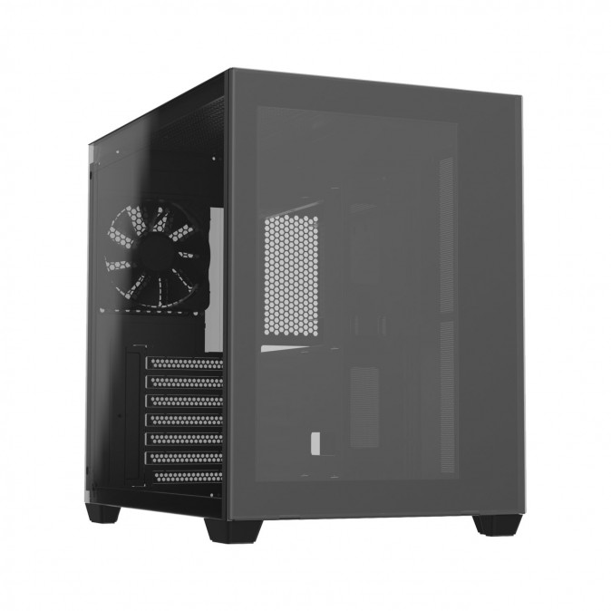 FSP CMT380B táp nélküli ablakos Mid Tower számítógépház fekete PC