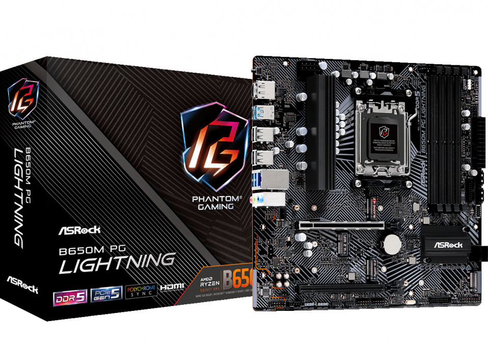 ASROCK Alaplap AM5 B650M PG LIGHTNING AMD B650, mATX PC