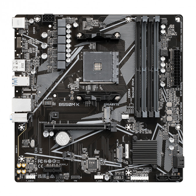 GIGABYTE Alaplap AM4 B550M K AMD B550, mATX PC
