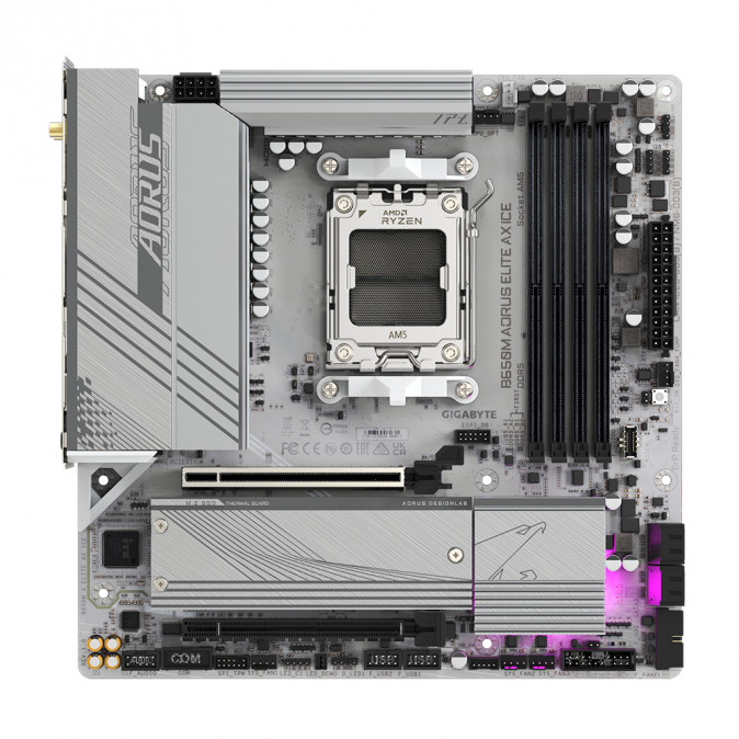 GIGABYTE Alaplap AM5 B650M AORUS ELITE AX ICE AMD B650, mATX PC