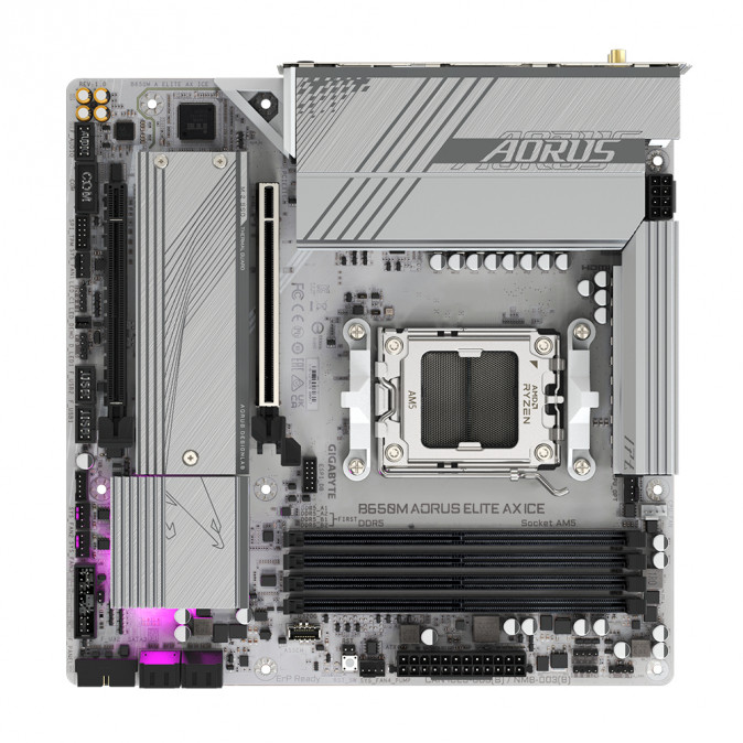 GIGABYTE Alaplap AM5 B650M AORUS ELITE AX ICE AMD B650, mATX PC