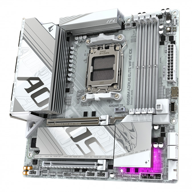 GIGABYTE Alaplap AM5 B850M AORUS ELITE WIFI6E ICE AMD B850, ATX PC