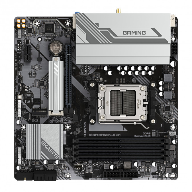 GIGABYTE Alaplap AM5 B650M GAMING PLUS WIFI AMD B650, ATX PC