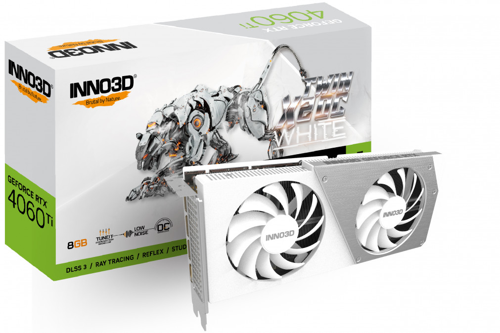 Inno3D GeForce RTX 4060 Ti Twin X2 White OC 8GB GDDR6 128-bit grafikus kártya PC