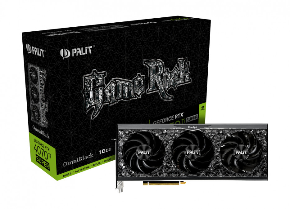 Palit GeForce RTX 4070 Ti SUPER GameRock OmniBlack 16GB GDDR6X 256-bit grafikus kártya PC