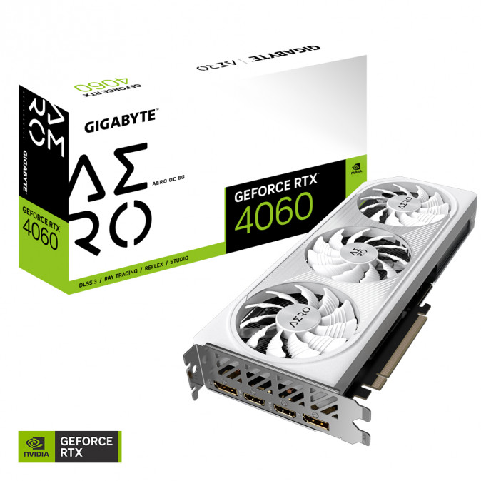 GIGABYTE Videokártya PCI-Ex16x nVIDIA RTX 4060 8GB DDR6 OC (GV-N4060AERO OC-8GD) PC
