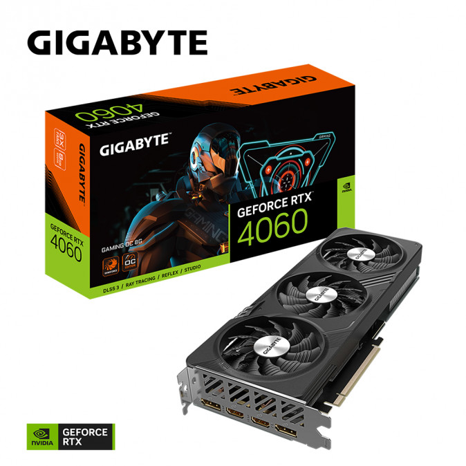 GIGABYTE Videokártya PCI-Ex16x nVIDIA RTX 4060 8GB DDR6 OC (GV-N4060GAMING OC-8GD) PC