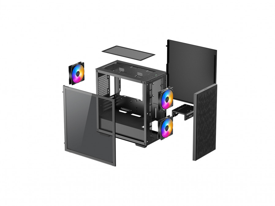 DeepCool Számítógépház - MATREXX 40 3FS (ablakos, 3x LED ventiilátor, mATX, 1xUSB3.0, 1xUSB2.0) PC