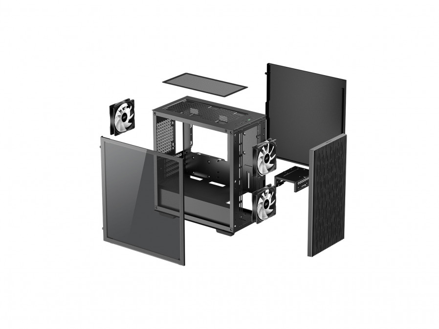 DeepCool Számítógépház - MATREXX 40 3FS (ablakos, 3x LED ventiilátor, mATX, 1xUSB3.0, 1xUSB2.0) PC