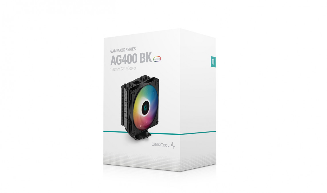 DeepCool CPU Cooler - AG400 BK ARGB (31,6 dB; max, 128,93 m3/h; 4pin csatlakozó, 4 db heatpipe, 12cm, PWM) PC