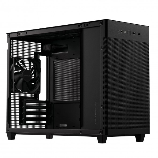 Asus Prime AP201 Tempered Glass táp nélküli ablakos MT Mini Tower számítógépház fekete PC