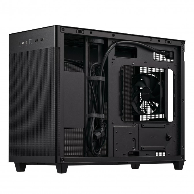 Asus Prime AP201 Tempered Glass táp nélküli ablakos MT Mini Tower számítógépház fekete PC