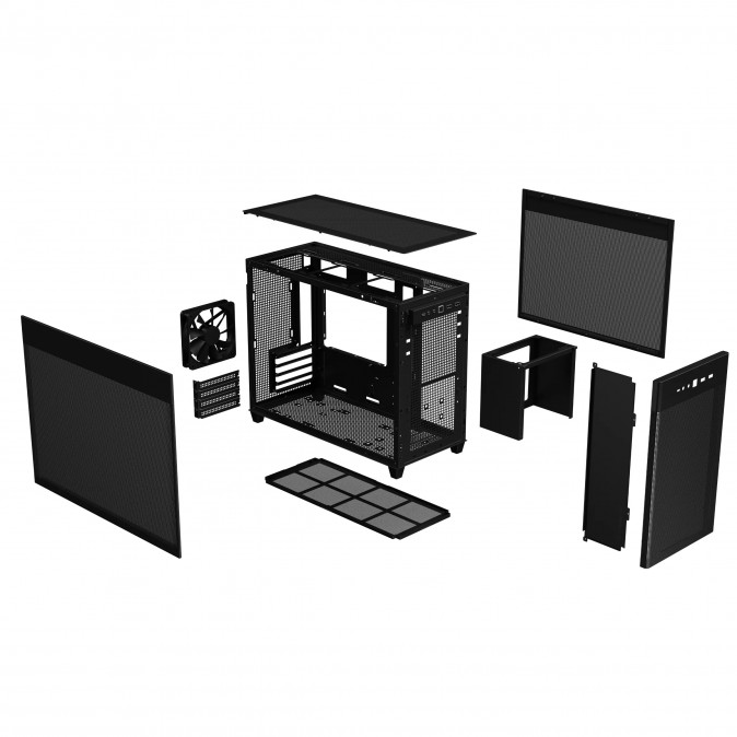 Asus Prime AP201 Tempered Glass táp nélküli ablakos MT Mini Tower számítógépház fekete PC