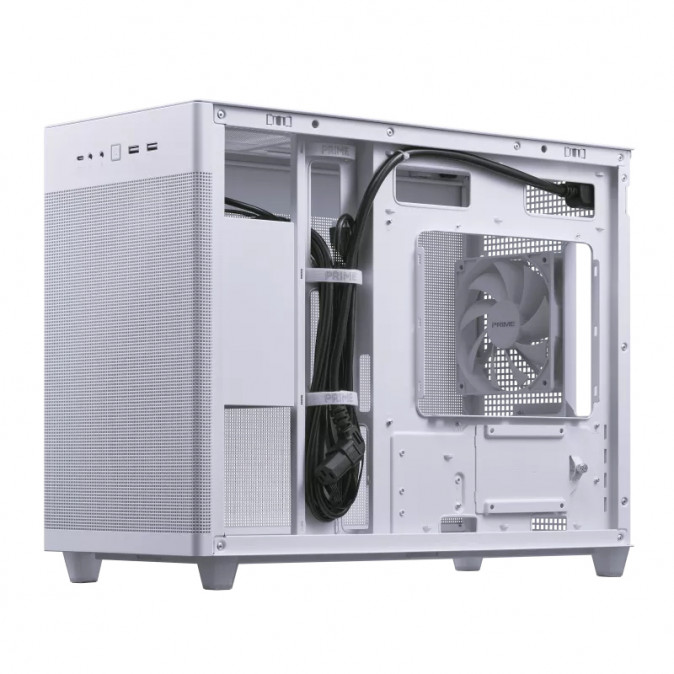 Asus Prime AP201 Tempered Glass táp nélküli ablakos MT Mini Tower számítógépház fehér PC