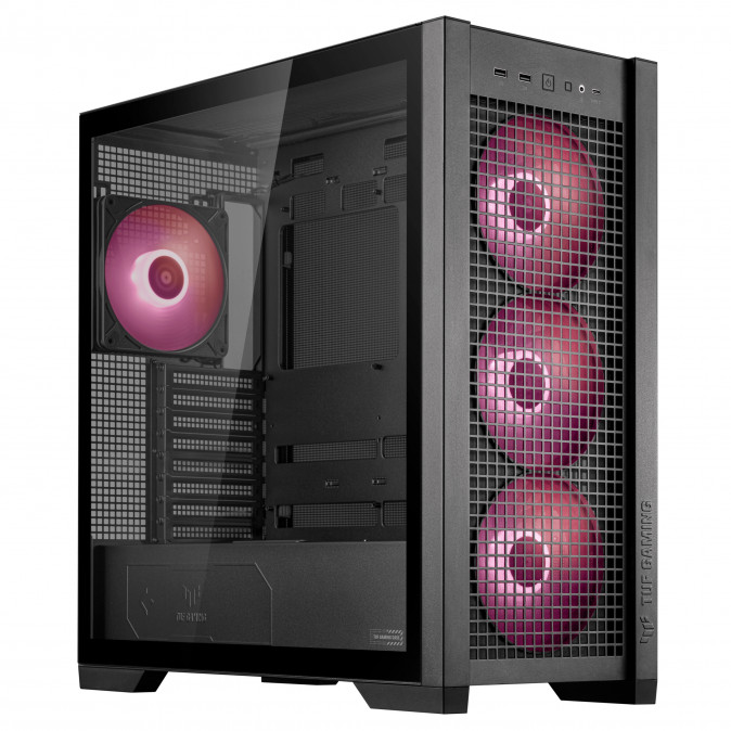 Asus TUF Gaming GT302 TG ARGB BLACK táp nélküli ablakos Mid Tower számítógépház fekete PC