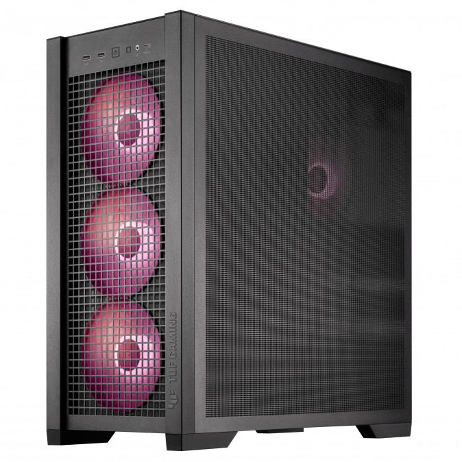 Asus TUF Gaming GT302 TG ARGB BLACK táp nélküli ablakos Mid Tower számítógépház fekete PC