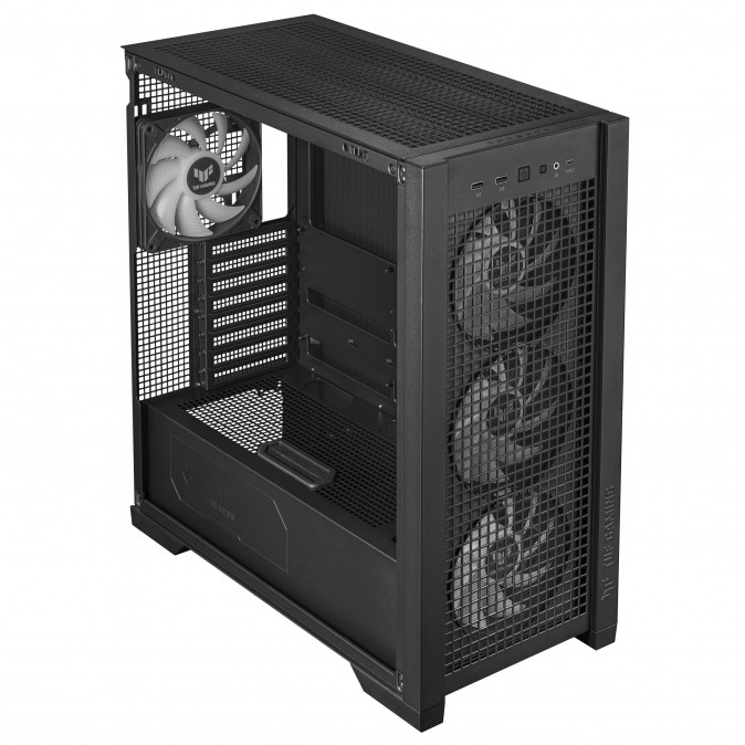 Asus TUF Gaming GT302 TG ARGB BLACK táp nélküli ablakos Mid Tower számítógépház fekete PC