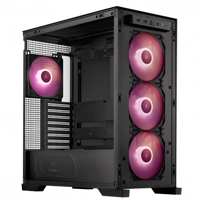 Asus TUF Gaming GT302 TG ARGB BLACK táp nélküli ablakos Mid Tower számítógépház fekete PC