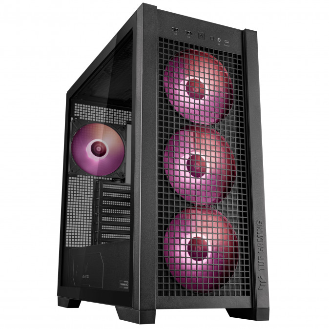 Asus TUF Gaming GT302 TG ARGB BLACK táp nélküli ablakos Mid Tower számítógépház fekete PC