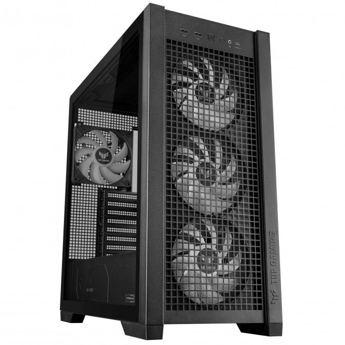 Asus TUF Gaming GT302 TG ARGB BLACK táp nélküli ablakos Mid Tower számítógépház fekete PC