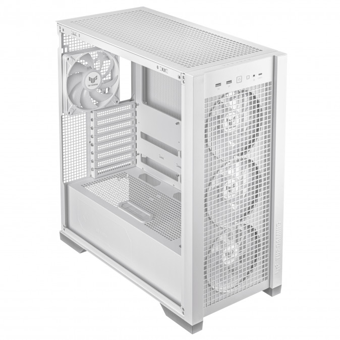 Asus TUF Gaming GT302 TG ARGB WHITE táp nélküli ablakos Mid Tower számítógépház fehér PC